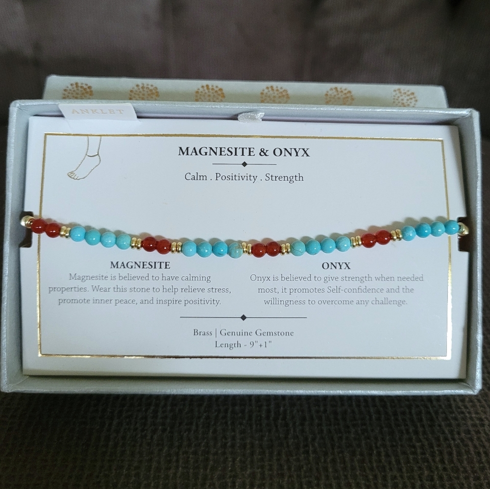 Shivam Magnesite and Onyx Bead Anklet - NIB